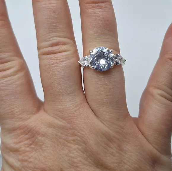 Classic Round Clear Crystal Three-Stone RingBridal StyleNew